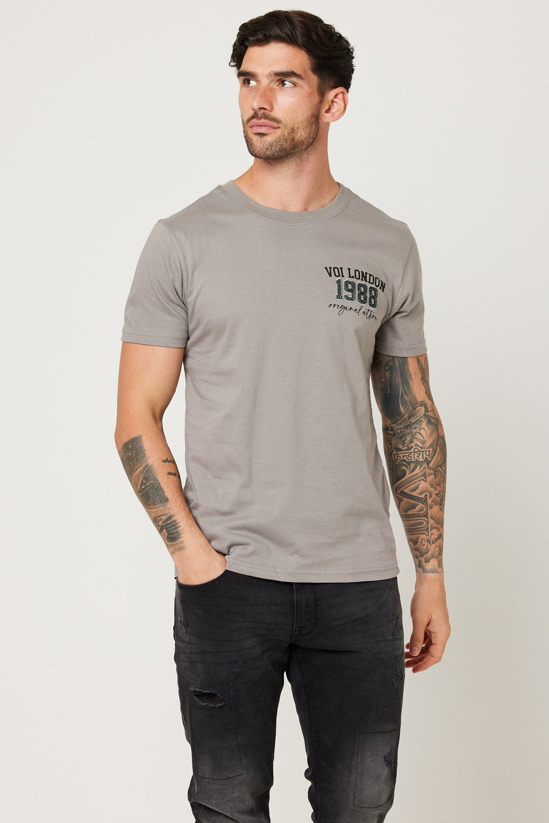 Chalcot Slim Fit 100% Cotton T-Shirt - Dark Grey