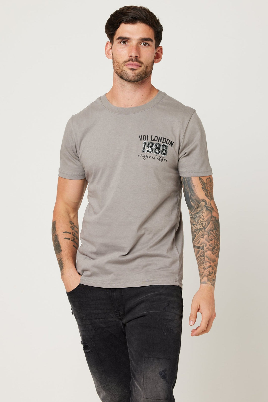 Chalcot Slim Fit 100% Cotton T-Shirt - Dark Grey