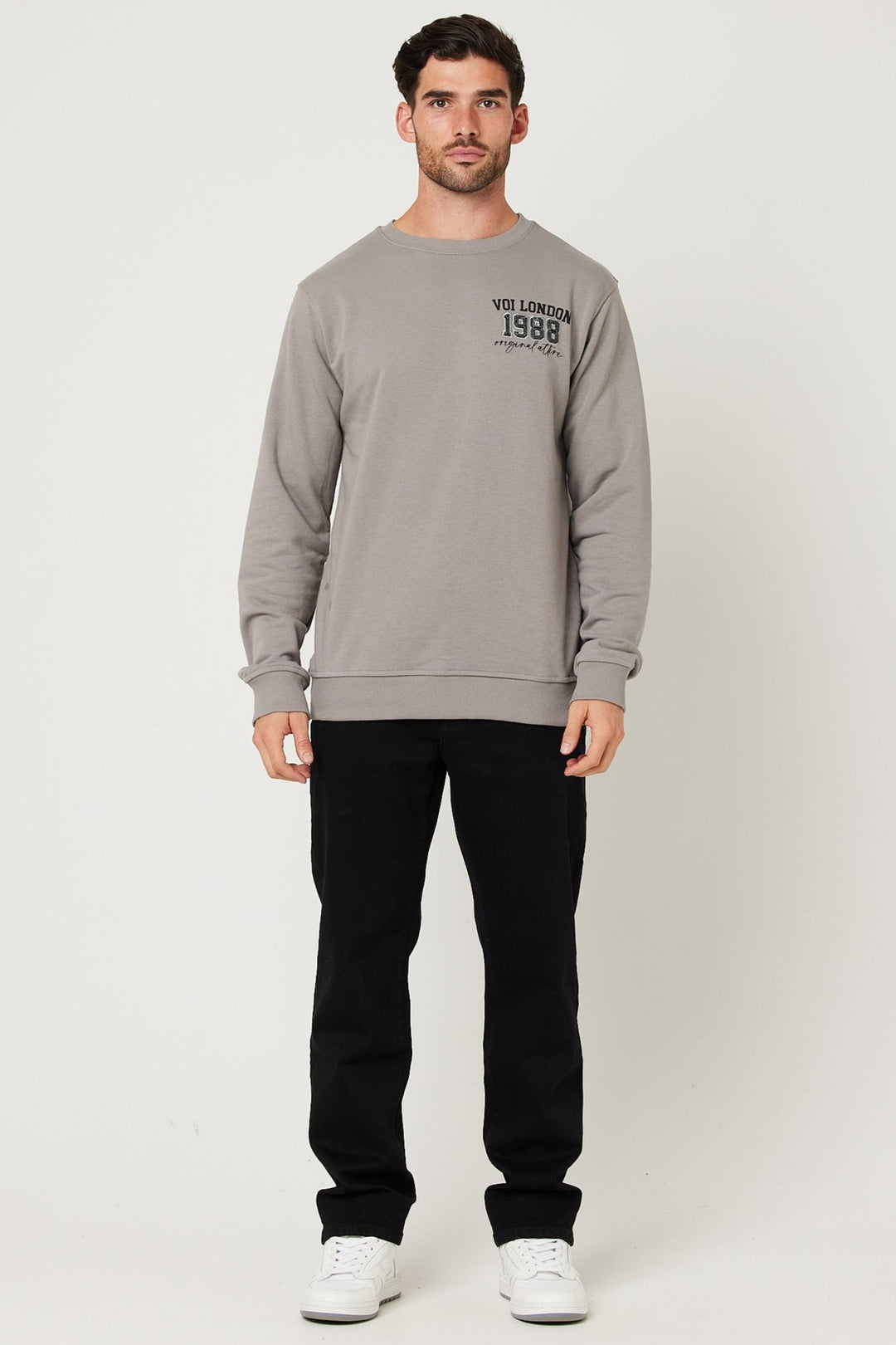 Clarendon Regular Fit Fleece Crew Sweatshirt - Dark Grey