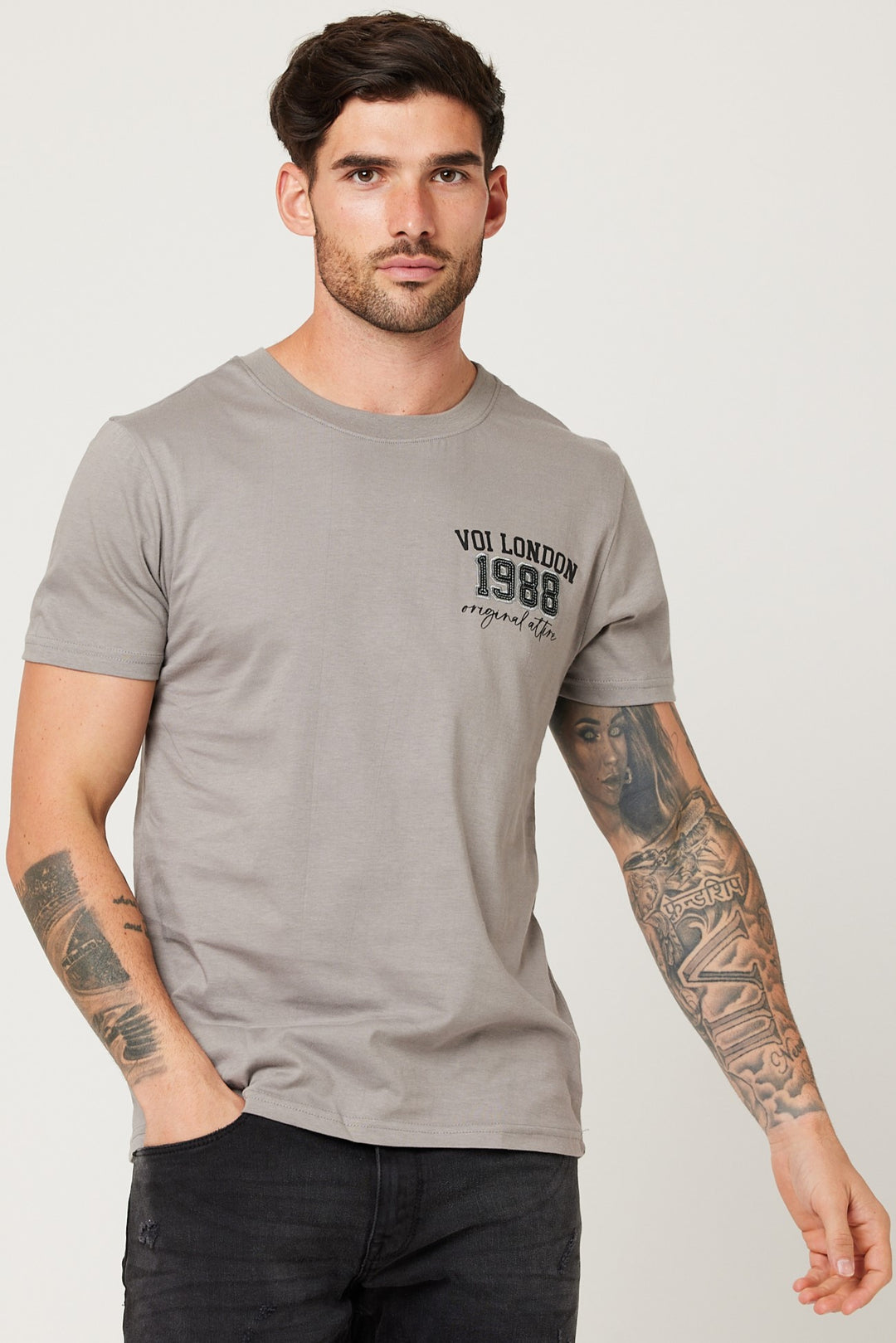 Chalcot Slim Fit 100% Cotton T-Shirt - Dark Grey