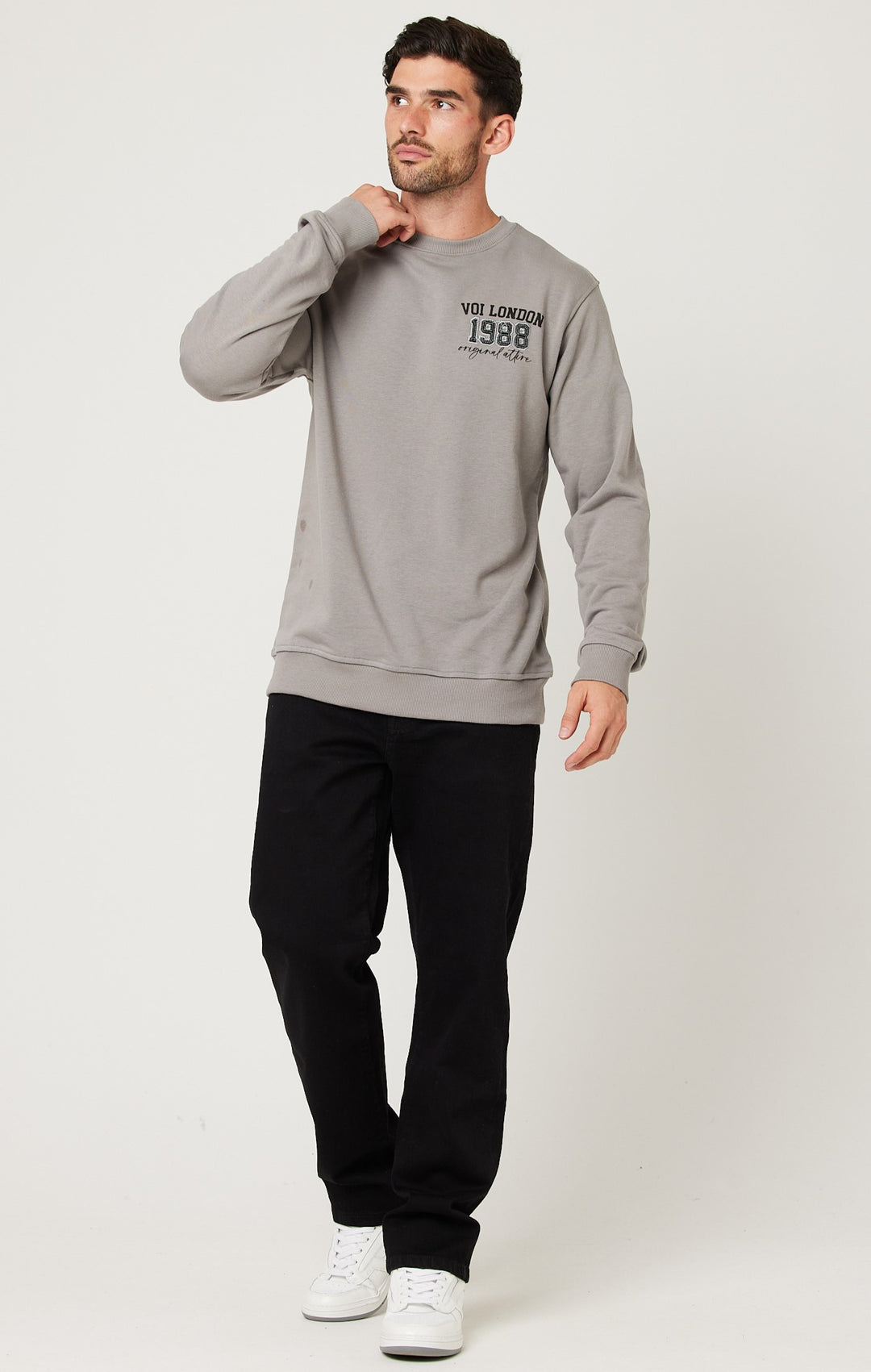 Clarendon Regular Fit Fleece Crew Sweatshirt - Dark Grey