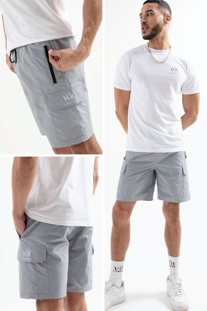 Brook Street T-shirt en cargoshortset - wit / grijs