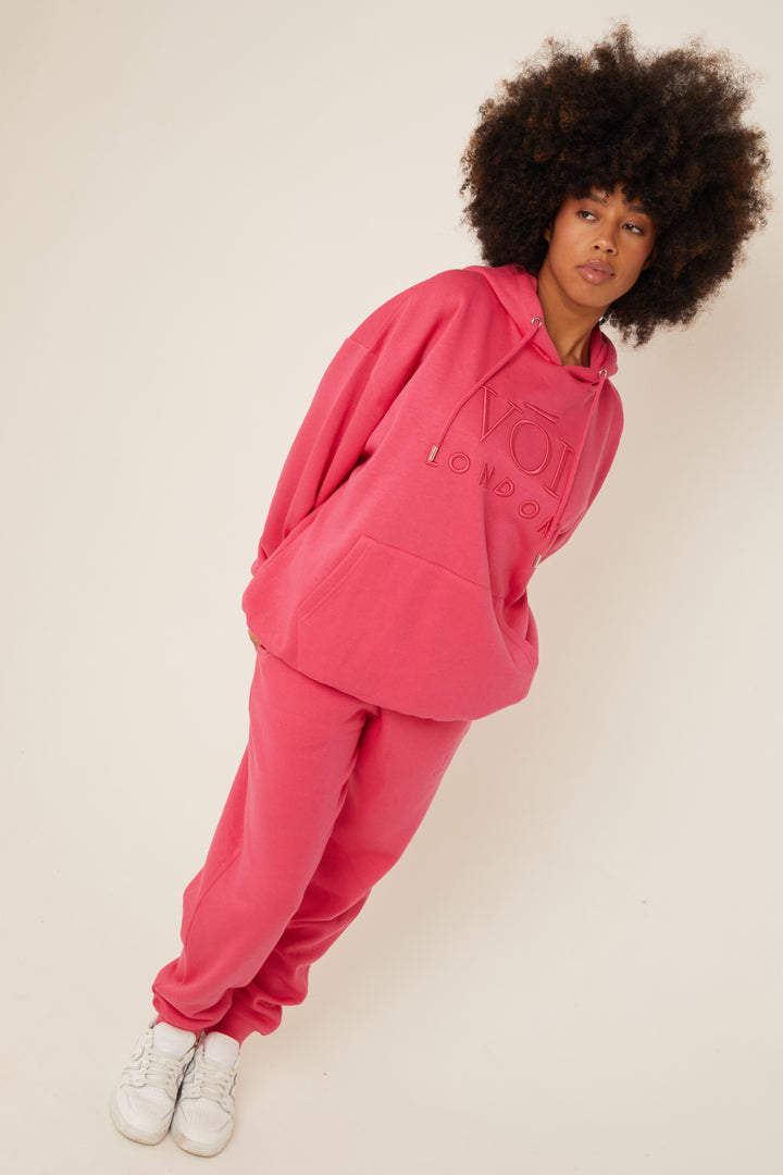 Chelsea Oversized Fleece Tracksuit - Bright Pink