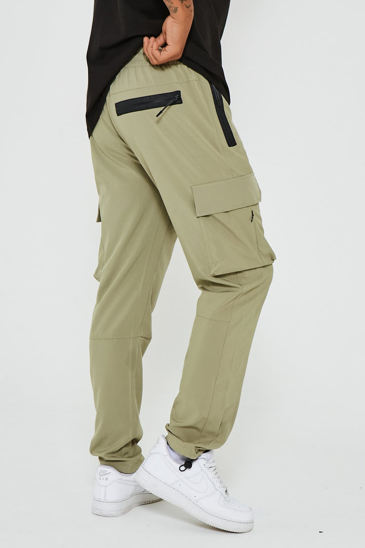 Mens Woven Cargo Pants, Tapered Fit Elasticated Waist Toggle Cuffs ...