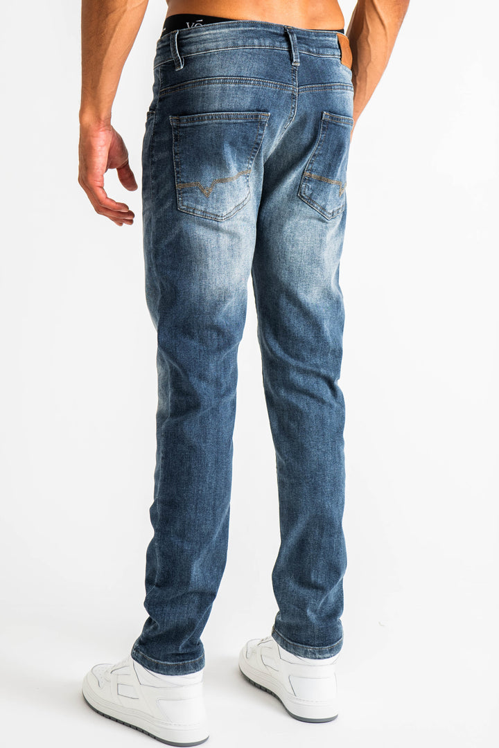 Hamilton taps toelopende jeans - middenblauw