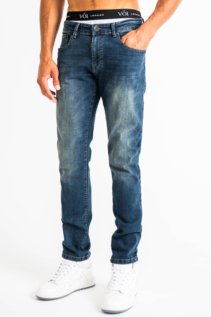 Hamilton taps toelopende jeans - donkerblauw