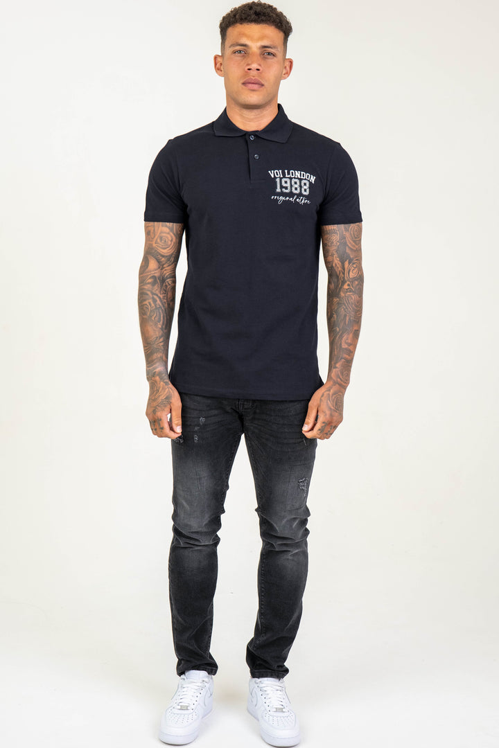 Chatsworth Slim Fit Pique Polo Shirt - Navy