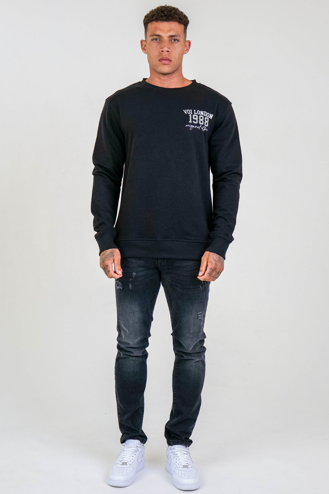 Clarendon Regular Fit Fleece Crew Sweatshirt - Black