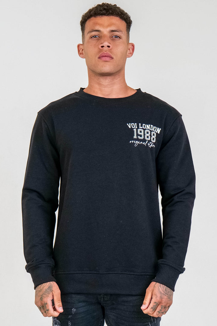 Clarendon Regular Fit Fleece Crew Sweatshirt - Black