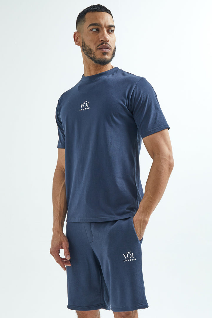 Broadwick T-shirt en shortset - Marineblauw