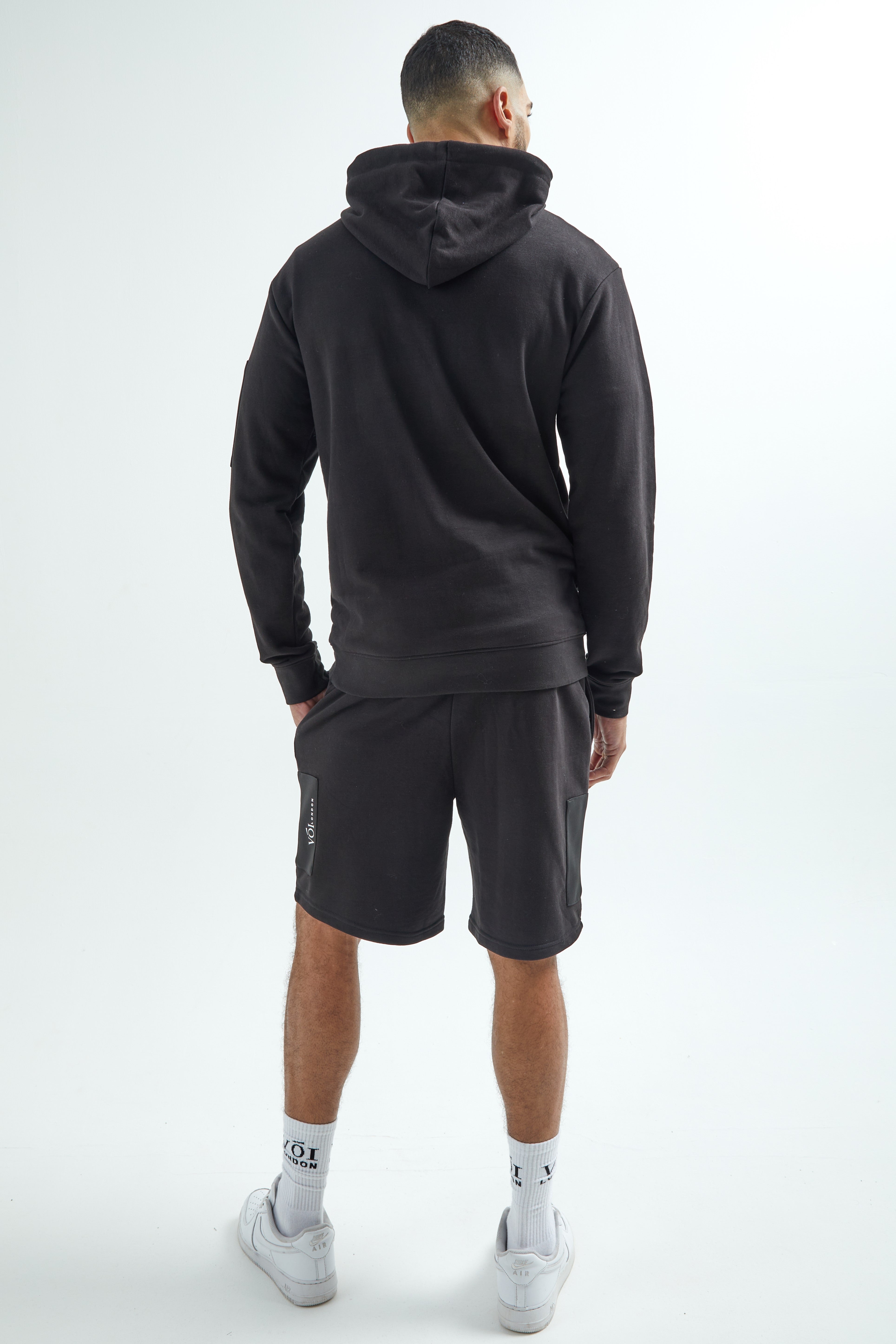 Black hoodie with shorts sale