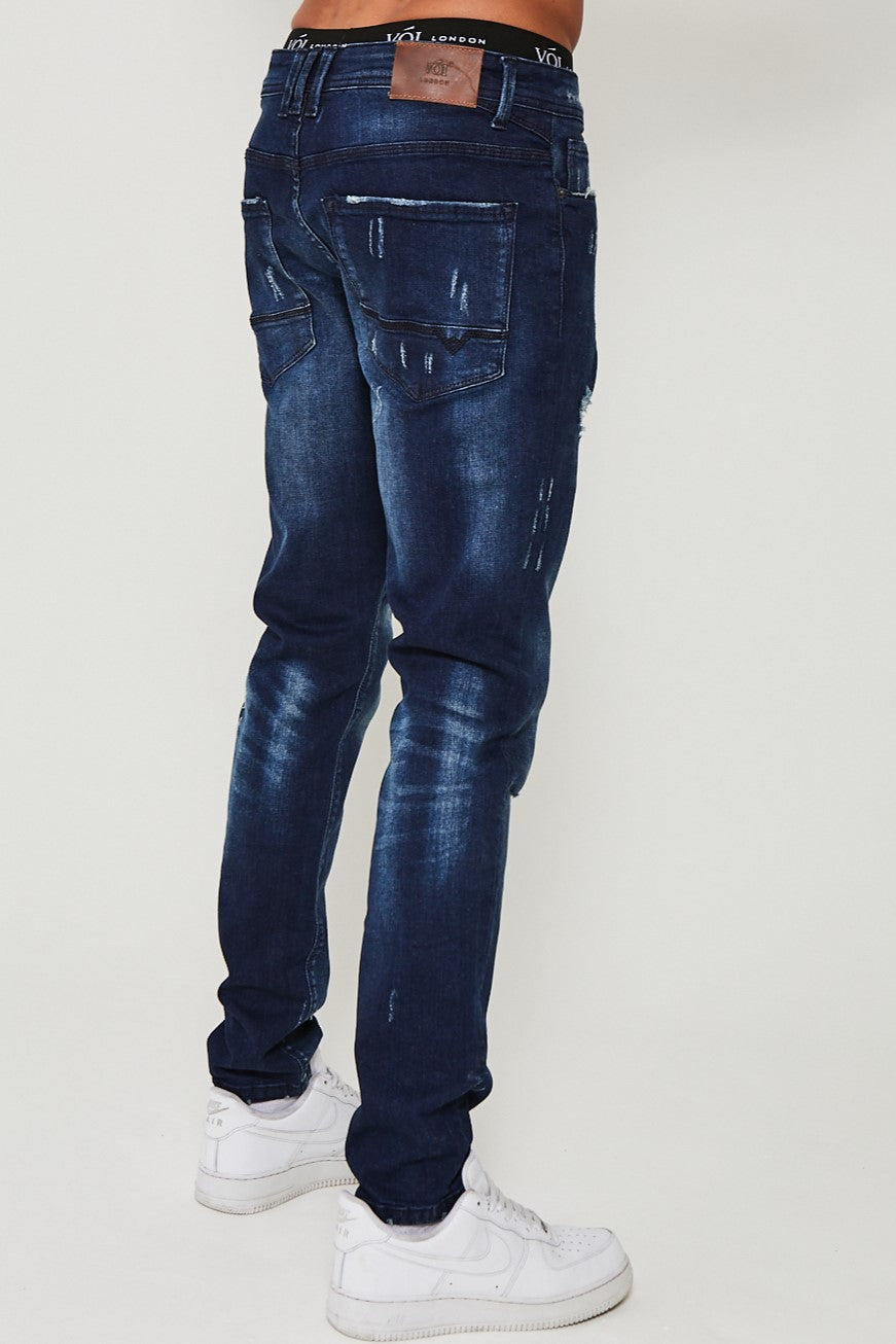 Mens blue tapered outlet jeans