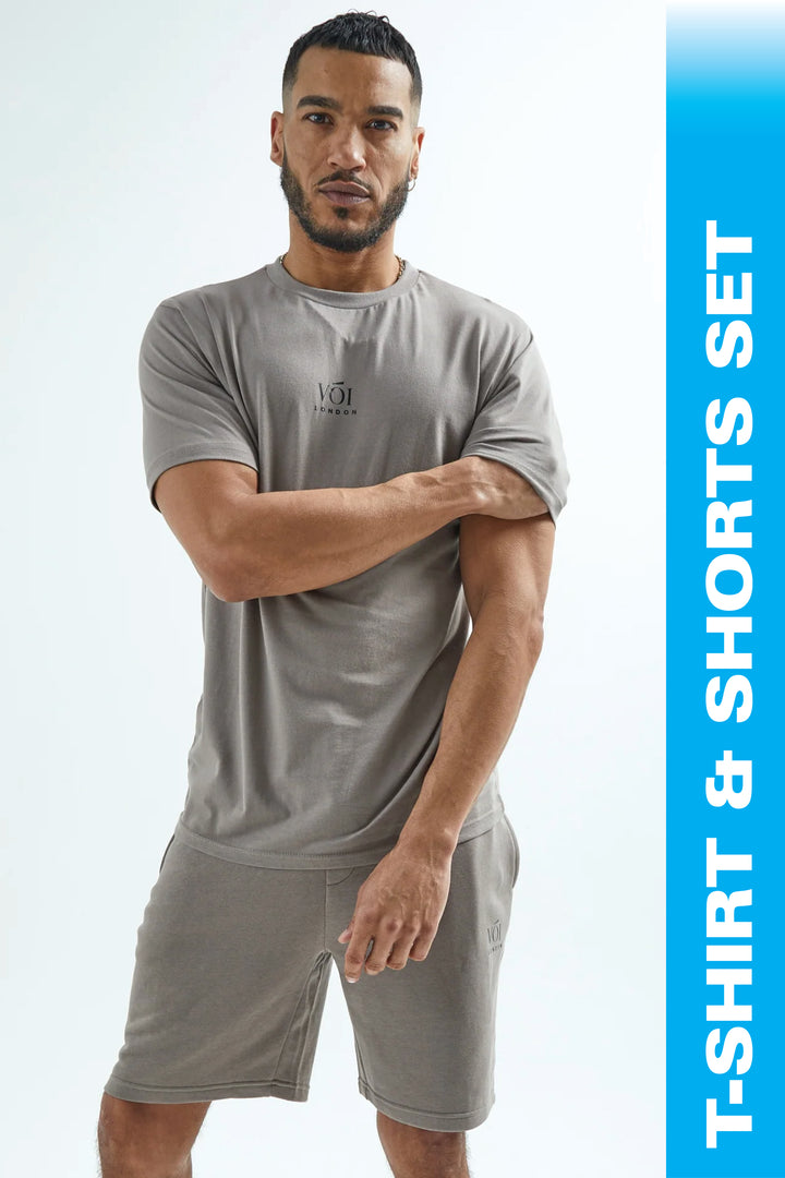 Broadwick T-shirt en shorts-set - grijs