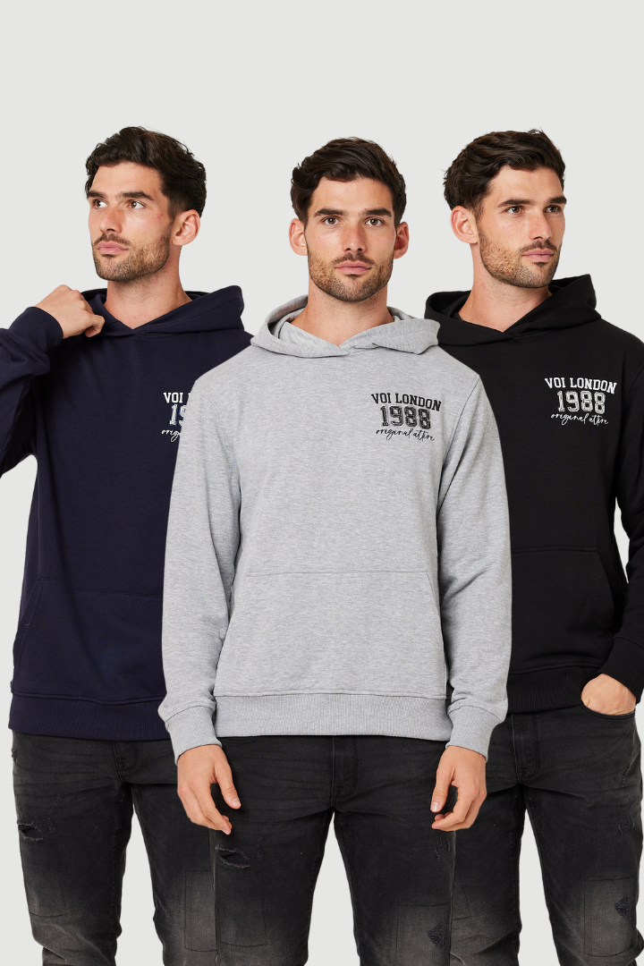 Corsham Hoodie Triple Pack - Black / Navy / Grey