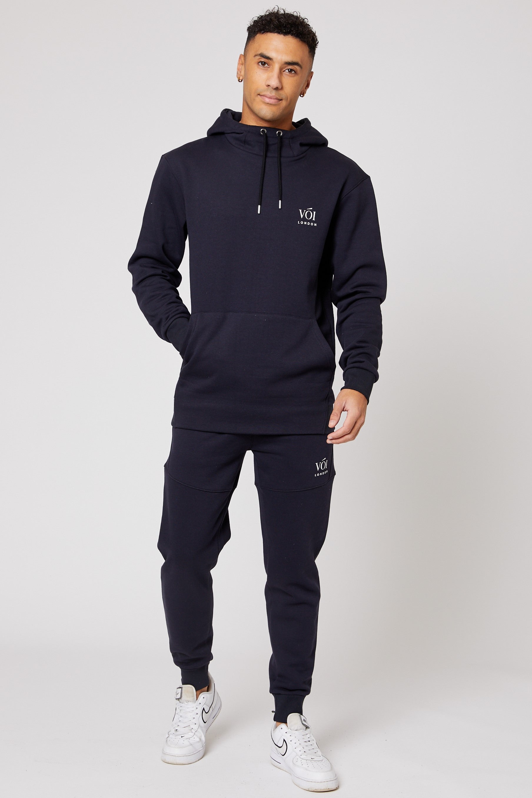 Mens Tracksuit Navy Fleece Cuffed Joggers Hoodie Cross Harbour – Voi London