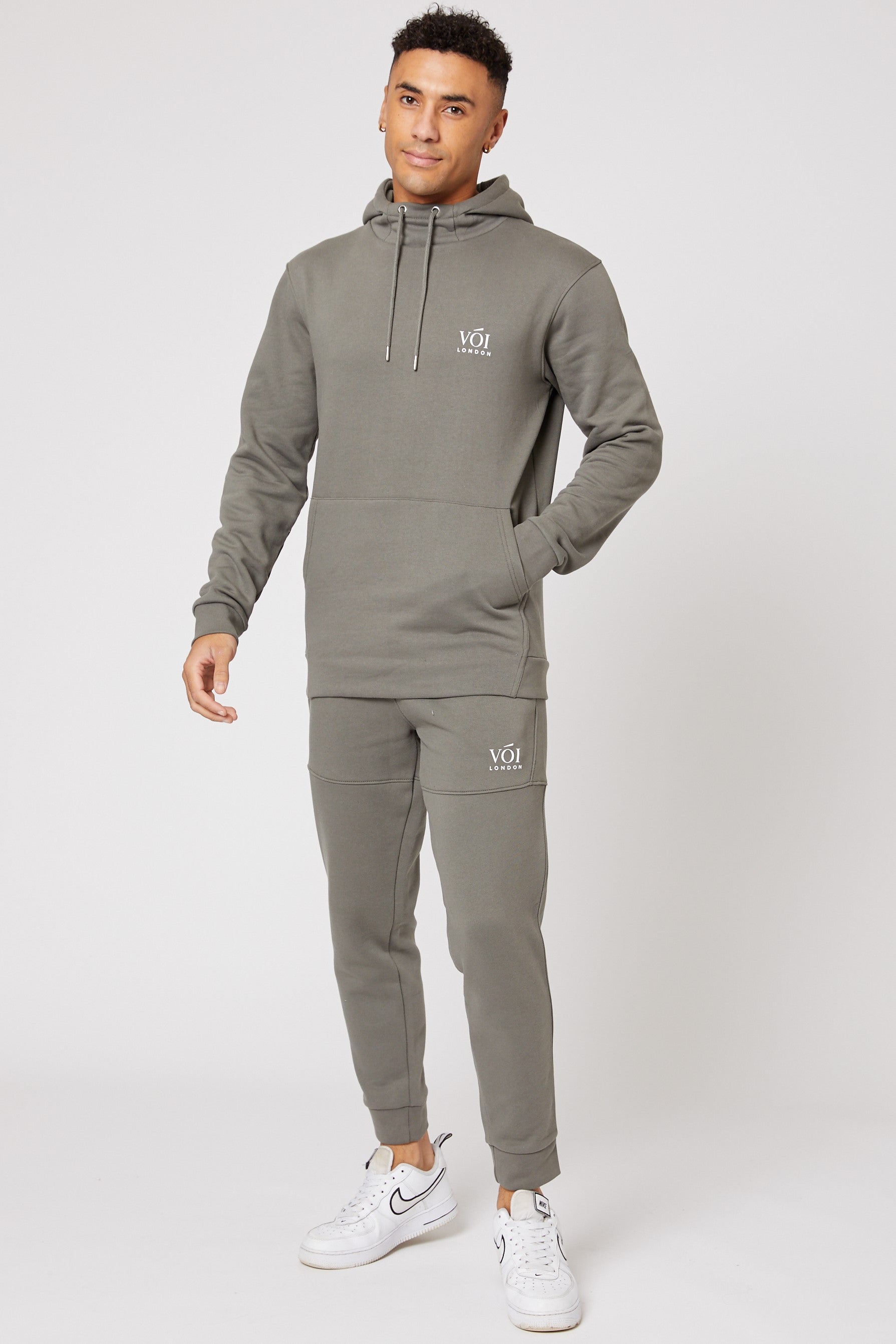 Mens Tracksuit Khaki Fleece Cuffed Joggers Hoodie Cross Harbour – Voi ...